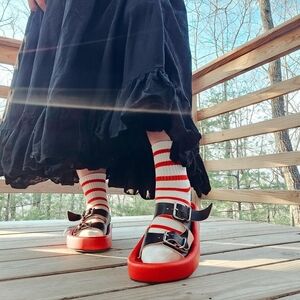 ✨️Host pick✨️ MM6 red leather platform sandal size 39